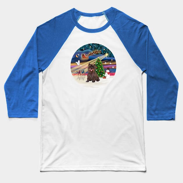 "Christmas Magic" with a Brindle Cairn Terrier Baseball T-Shirt by Dogs Galore and More